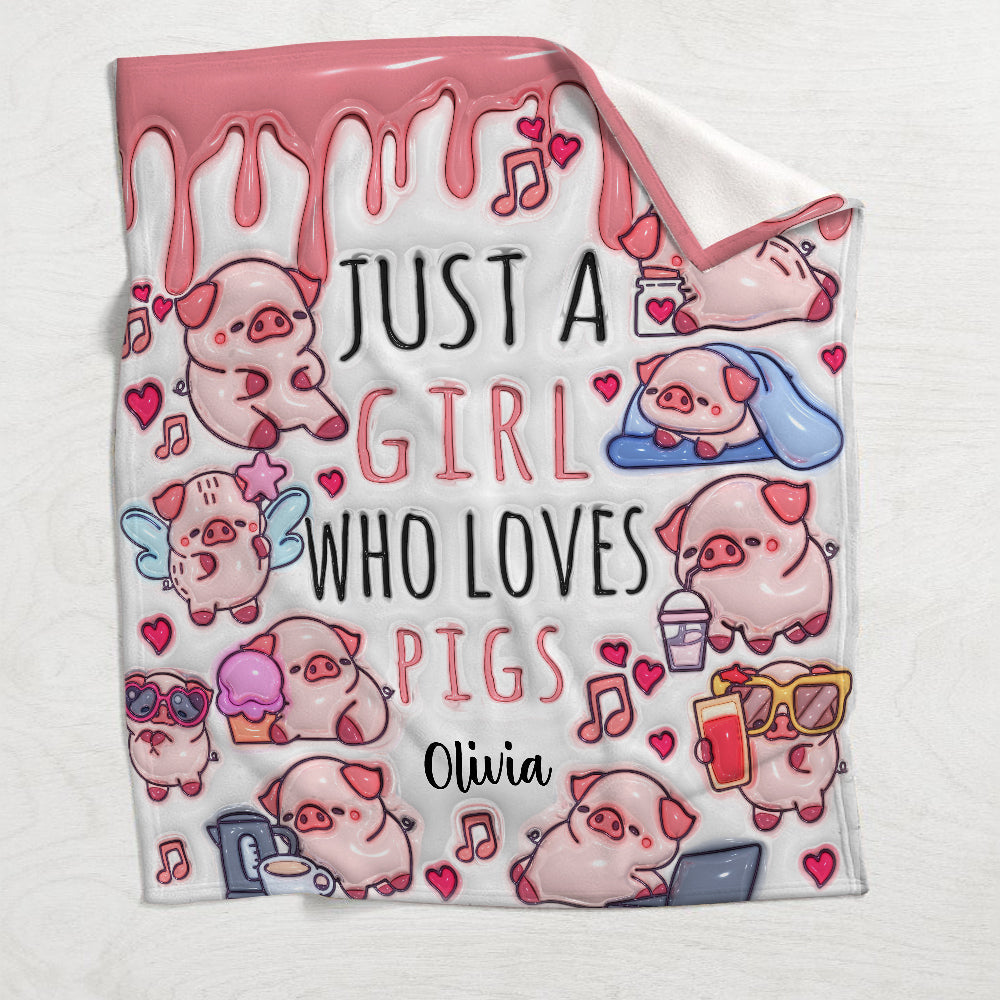 Just A Girl Who Loves Pigs - Personalized Pig Lover Blanket