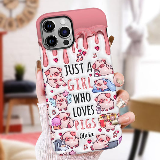 Just A Girl Who Loves Pigs - Personalized Pig Lover Full Print Phone Case