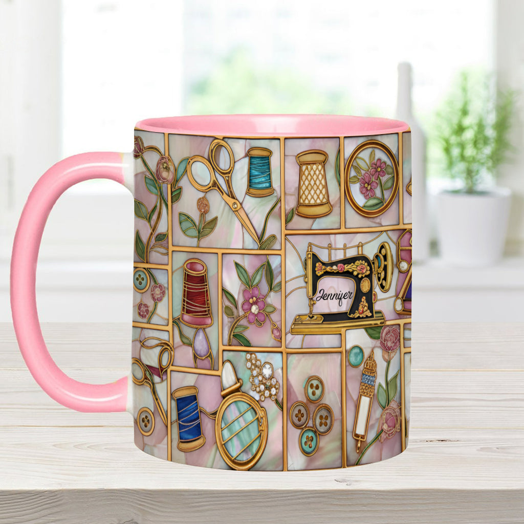 Just A Girl Who Loves Sewing - Personalized Sewing Accent Mug