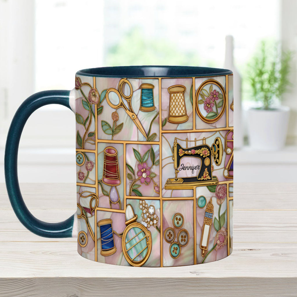 Just A Girl Who Loves Sewing - Personalized Sewing Accent Mug