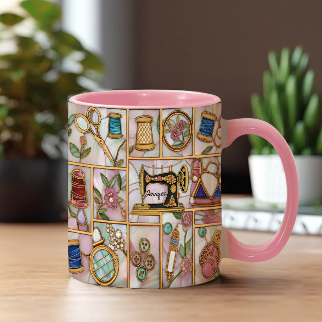 Just A Girl Who Loves Sewing - Personalized Sewing Accent Mug
