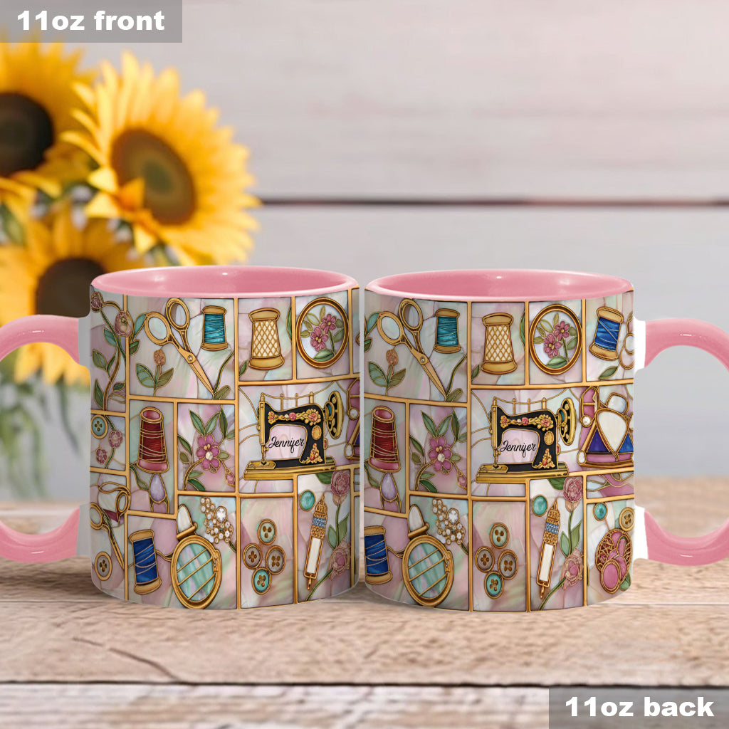 Just A Girl Who Loves Sewing - Personalized Sewing Accent Mug