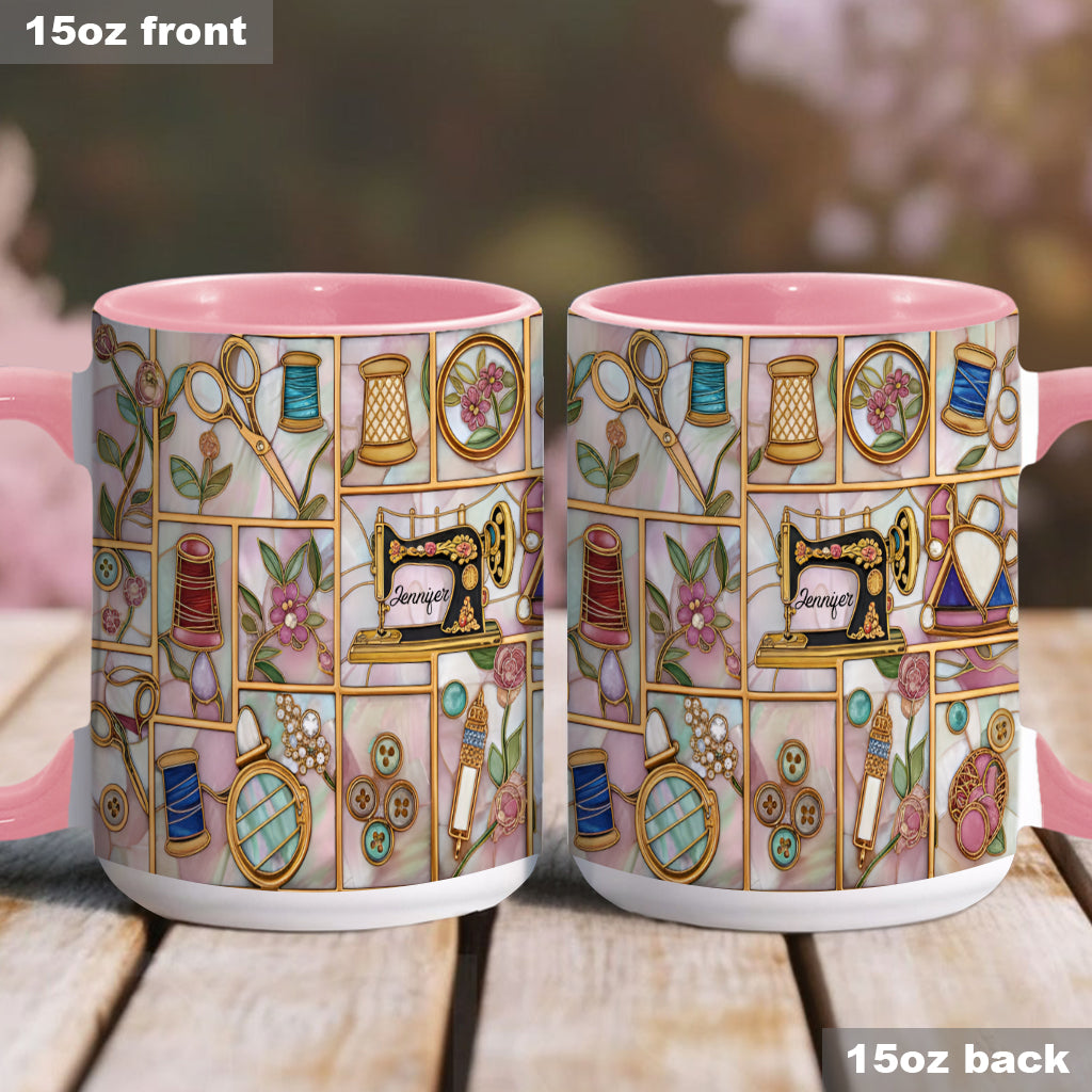 Just A Girl Who Loves Sewing - Personalized Sewing Accent Mug