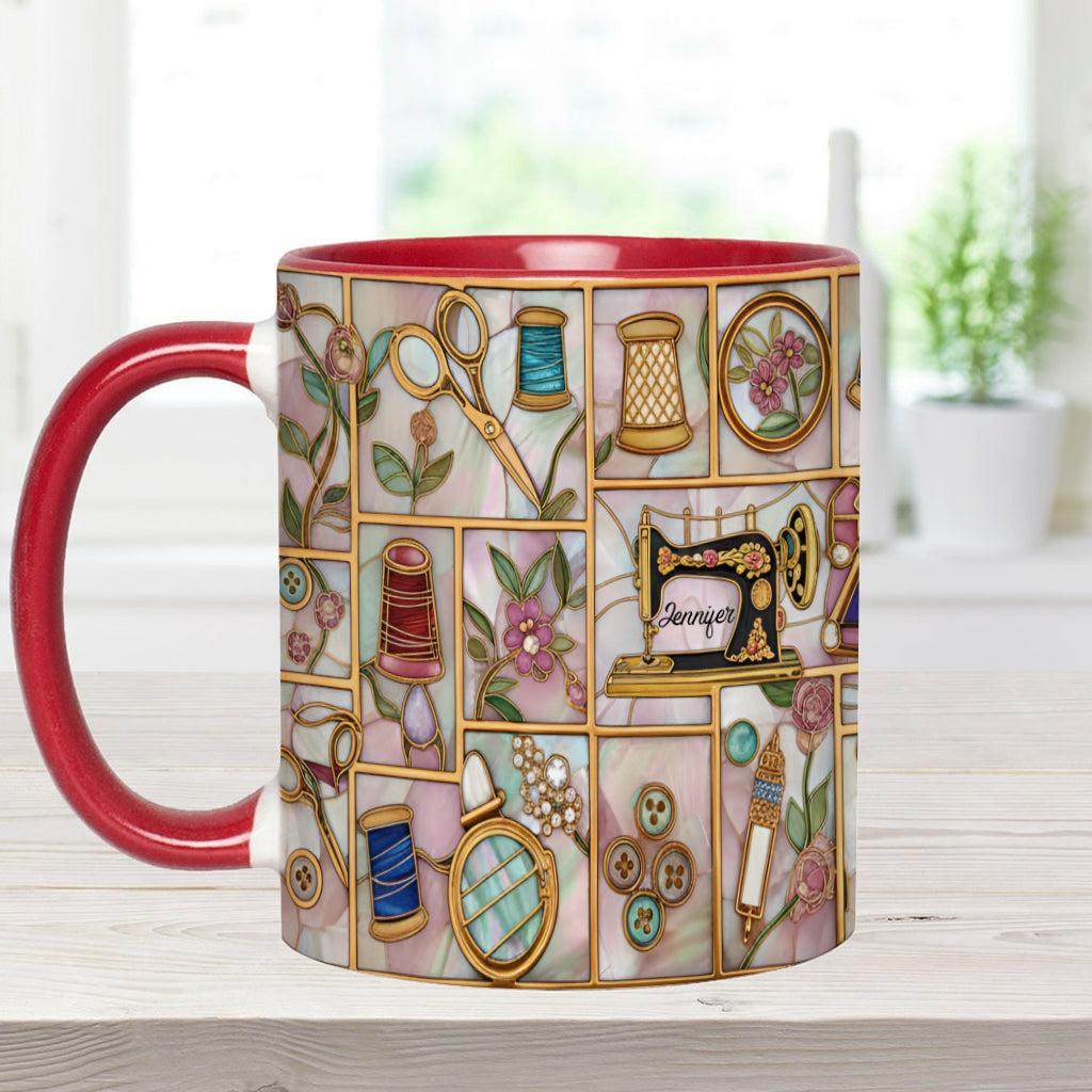 Just A Girl Who Loves Sewing - Personalized Sewing Accent Mug