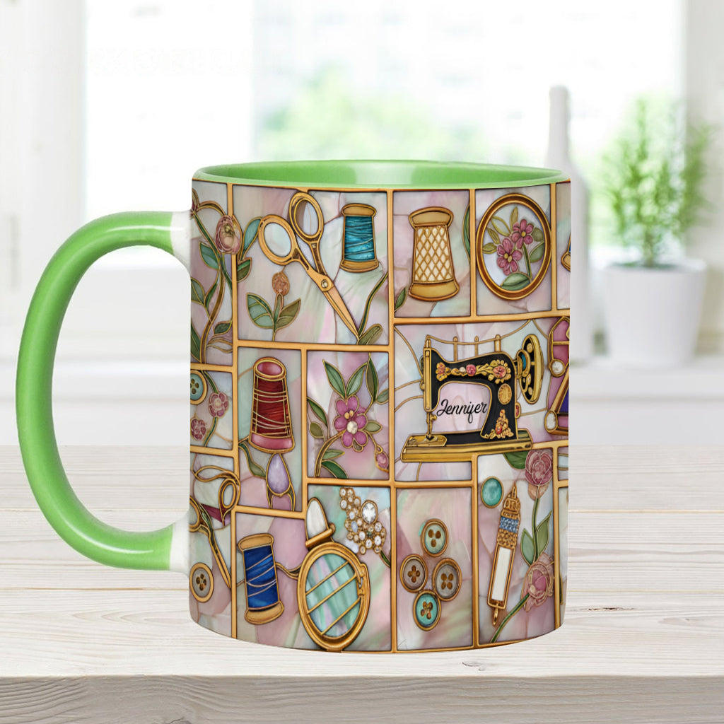 Just A Girl Who Loves Sewing - Personalized Sewing Accent Mug