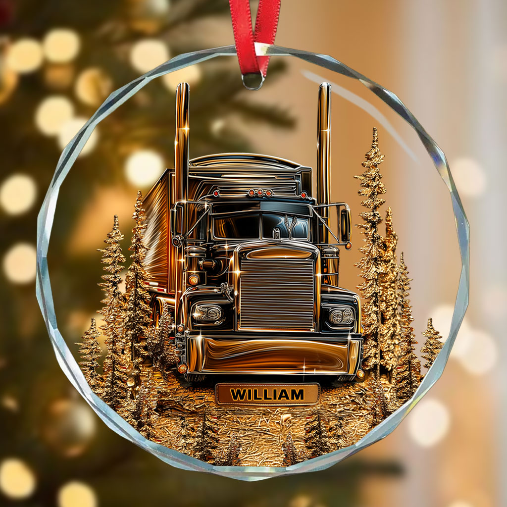 Best Truck Driver - Personalized Trucker Round Shaped Glass Ornament