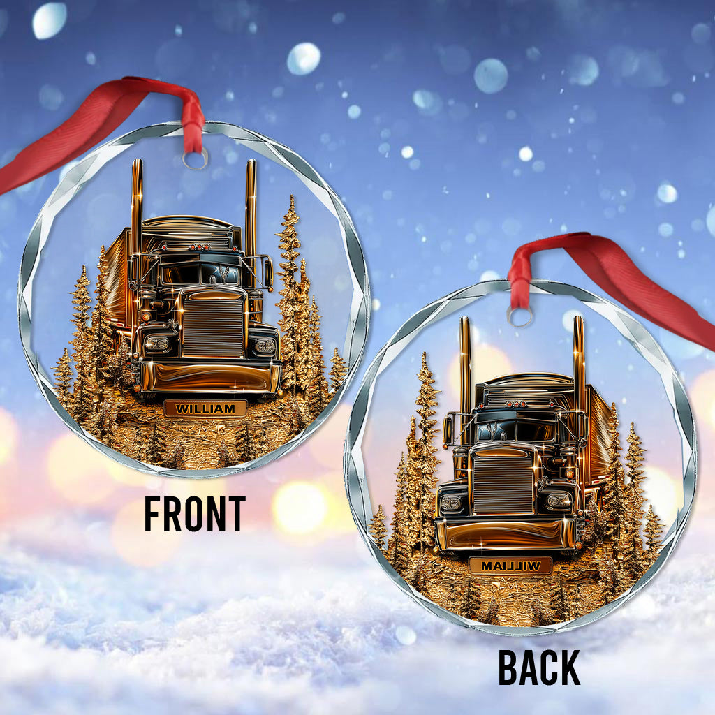 Best Truck Driver - Personalized Trucker Round Shaped Glass Ornament