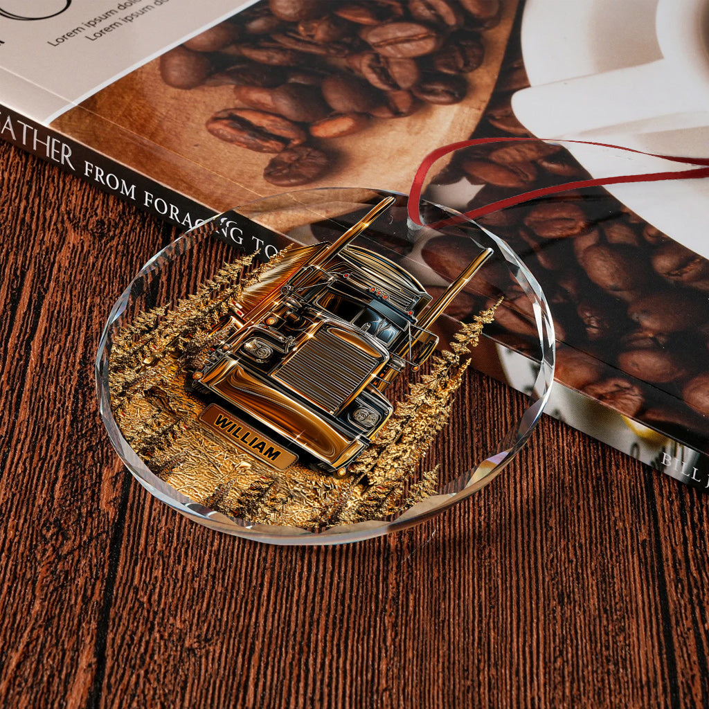 Best Truck Driver - Personalized Trucker Round Shaped Glass Ornament