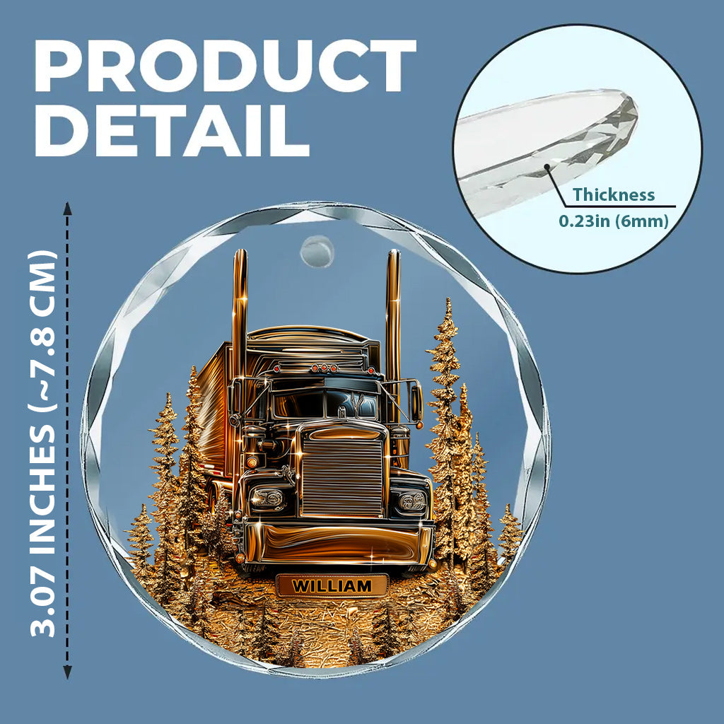 Best Truck Driver - Personalized Trucker Round Shaped Glass Ornament
