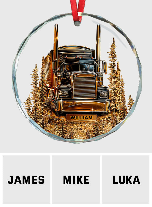 Best Truck Driver - Personalized Trucker Round Shaped Glass Ornament