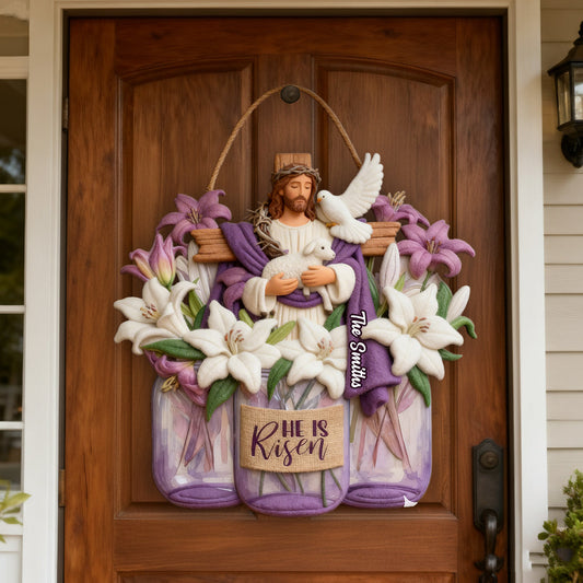He Is Risen - Personalized Christian Custom Shaped Wood Sign