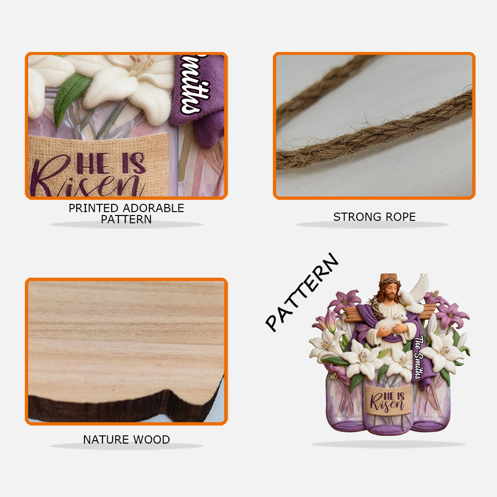 He Is Risen - Personalized Christian Custom Shaped Wood Sign