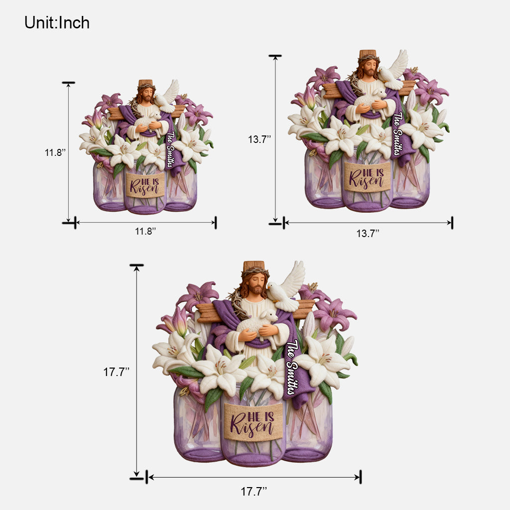 He Is Risen - Personalized Christian Custom Shaped Wood Sign