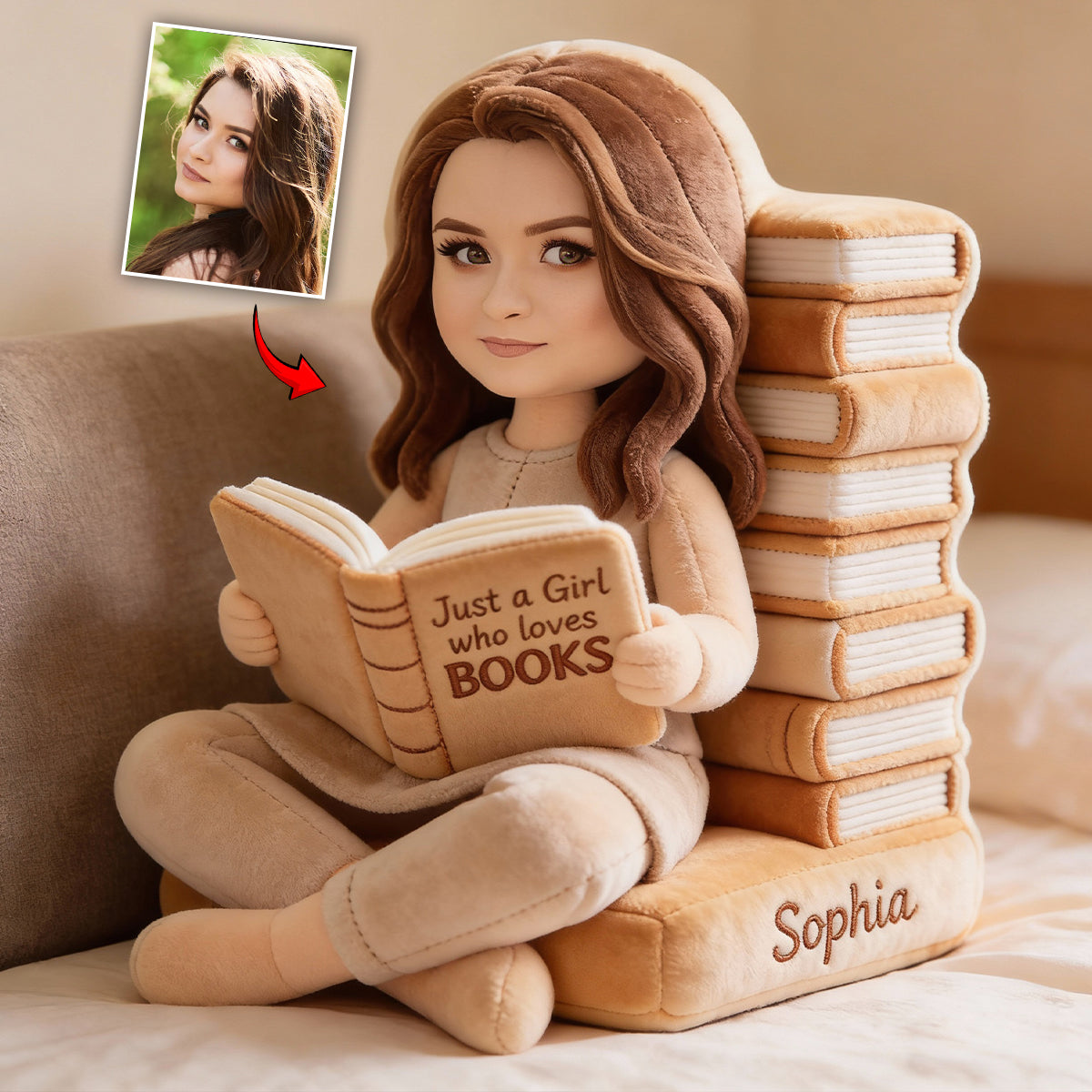Just A Girl Who Loves Books - Personalized Book Faux Fur Shaped Pillow