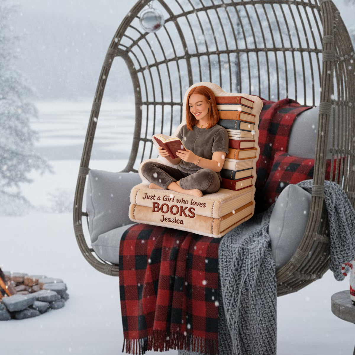 Just A Girl Who Loves Books - Personalized Book Faux Fur Shaped Pillow