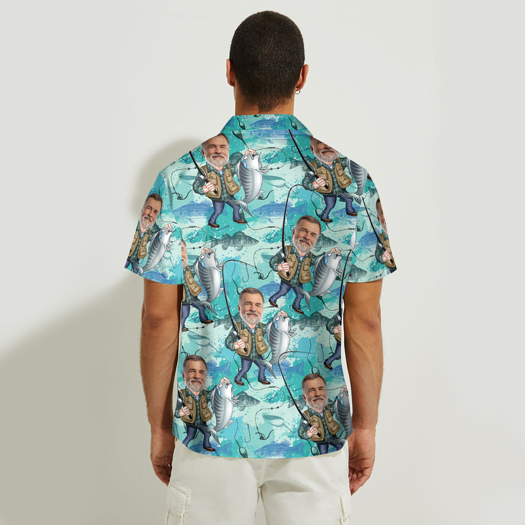 Funny Face Caricature Fishing - Personalized Fishing Hawaiian Shirt