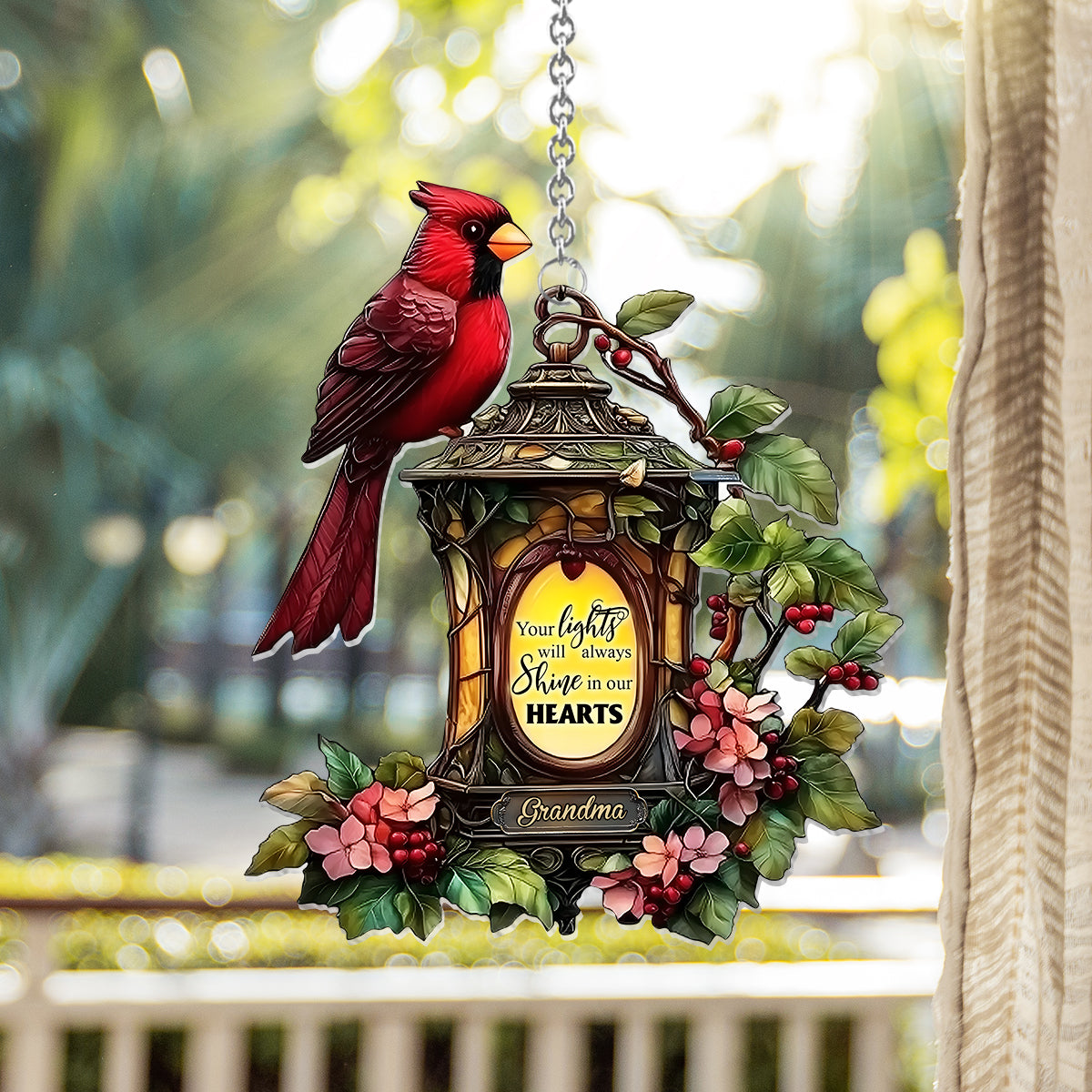 Your Light Will Always Shine In Our Hearts - Personalized Memorial Window Hanging Suncatcher Ornament