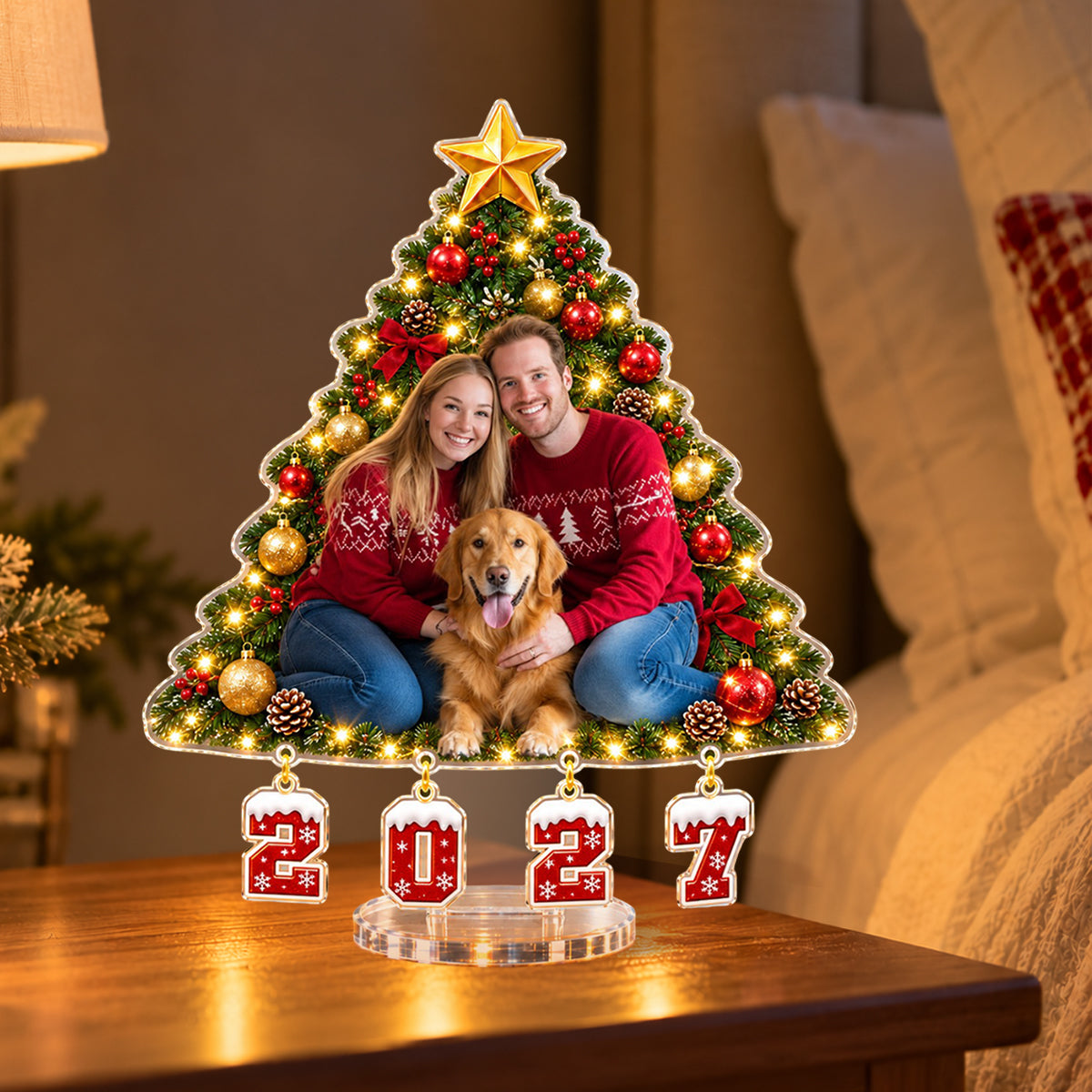 Family Forever Christmas Gift For Family Members - Personalized Family Light Up Standee With Charms