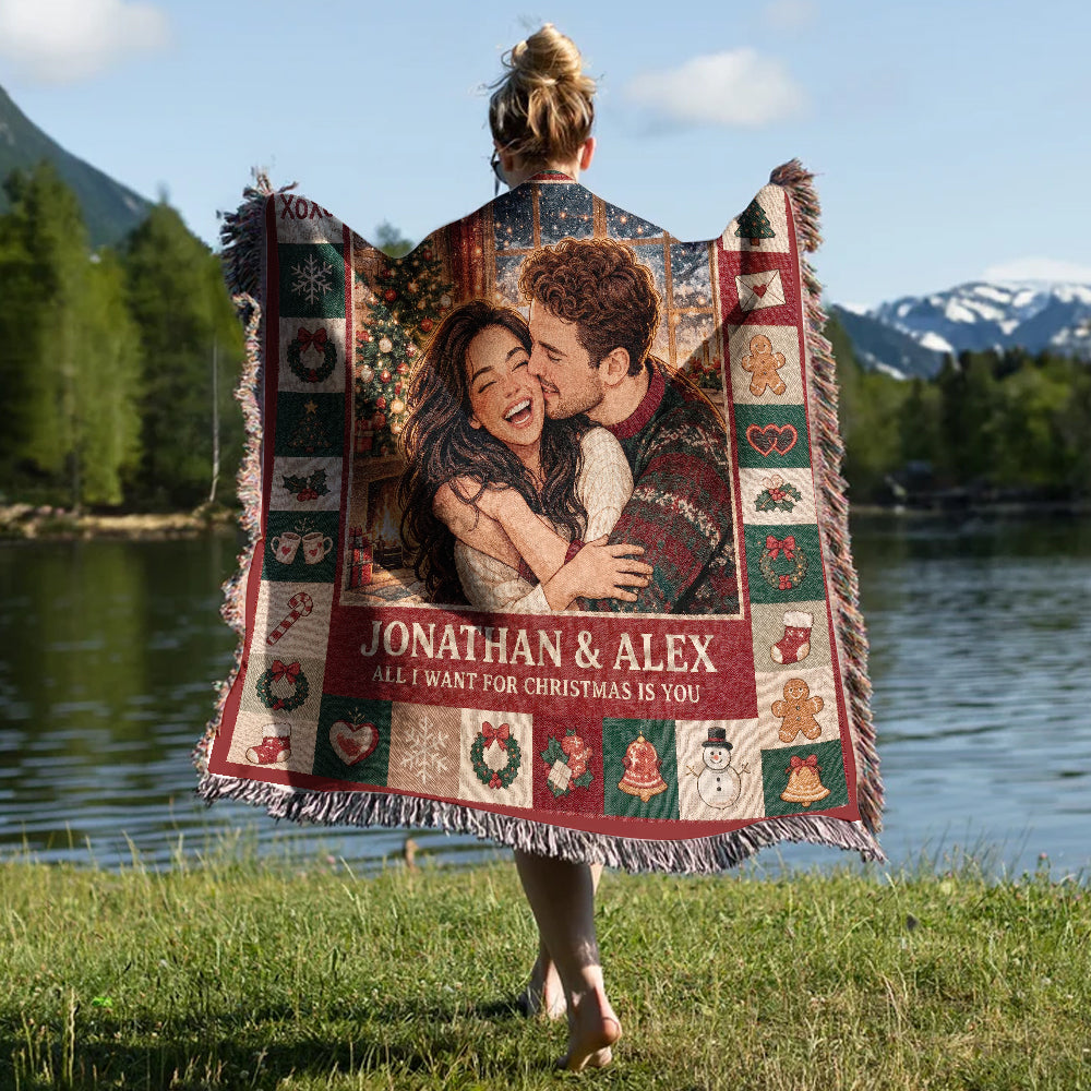 Christmas With You - Personalized Couple Woven Blanket