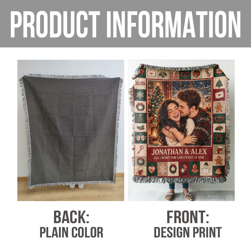 Christmas With You - Personalized Couple Woven Blanket