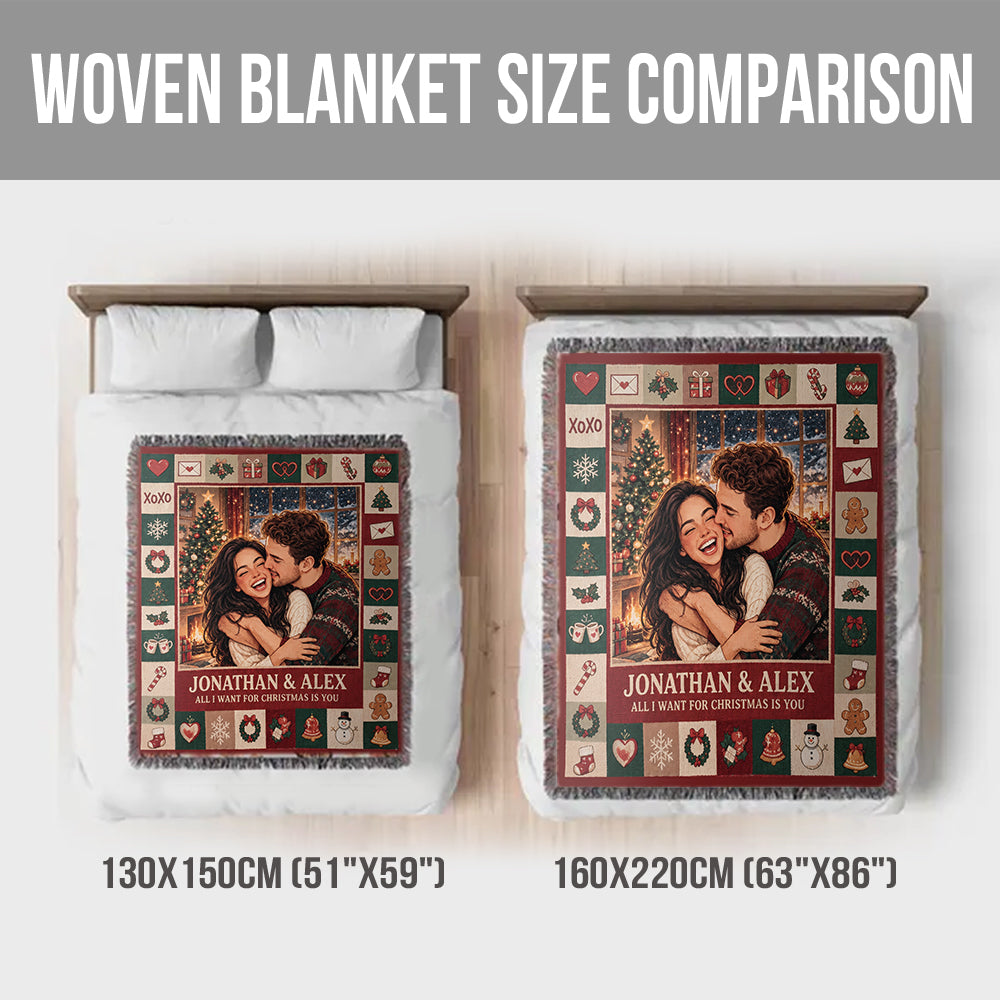 Christmas With You - Personalized Couple Woven Blanket