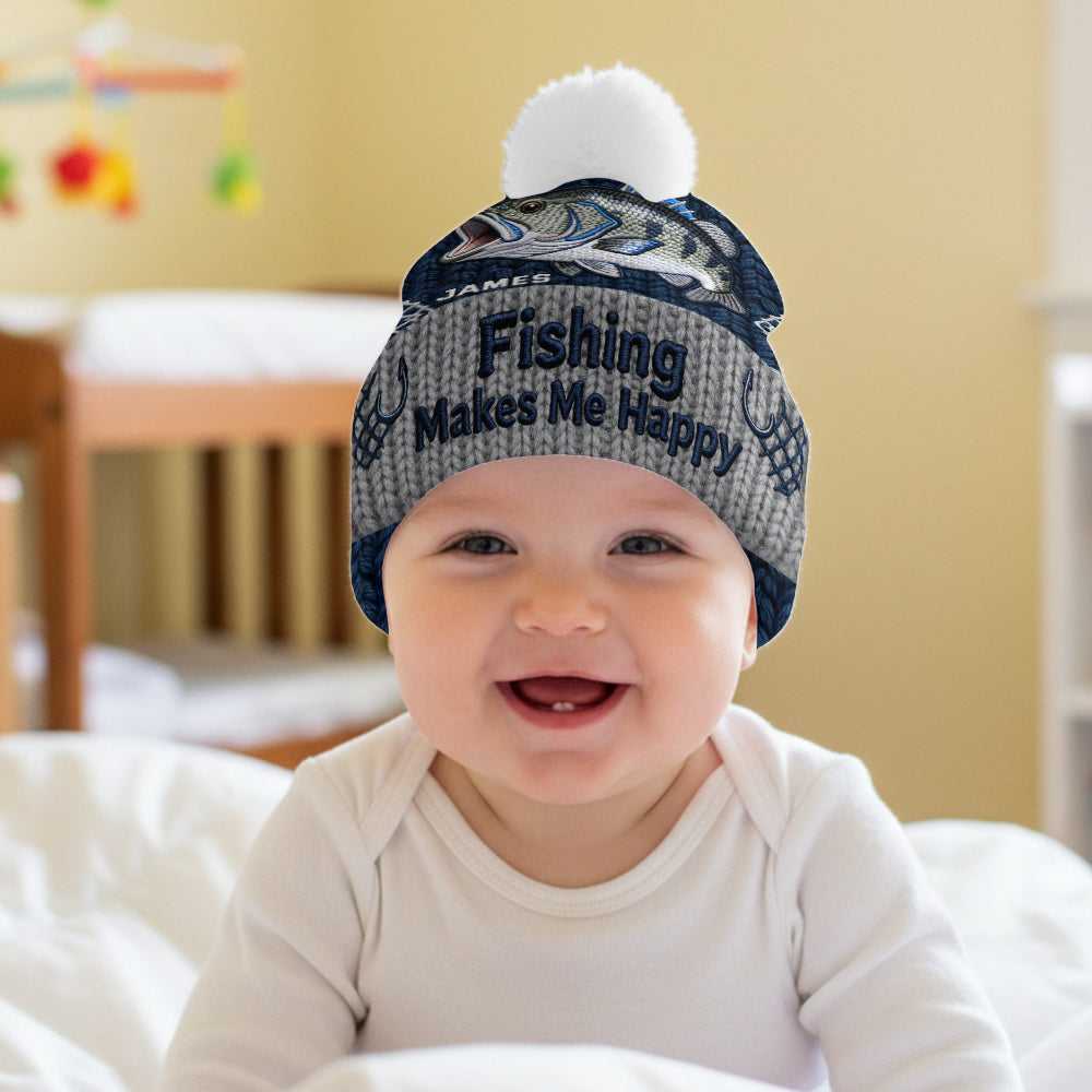 Fishing Make Me Happy - Personalized Fishing Beanie Hat
