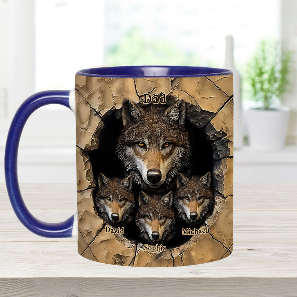 Papa's Wolf Pack - Personalized Wolf Accent Mug