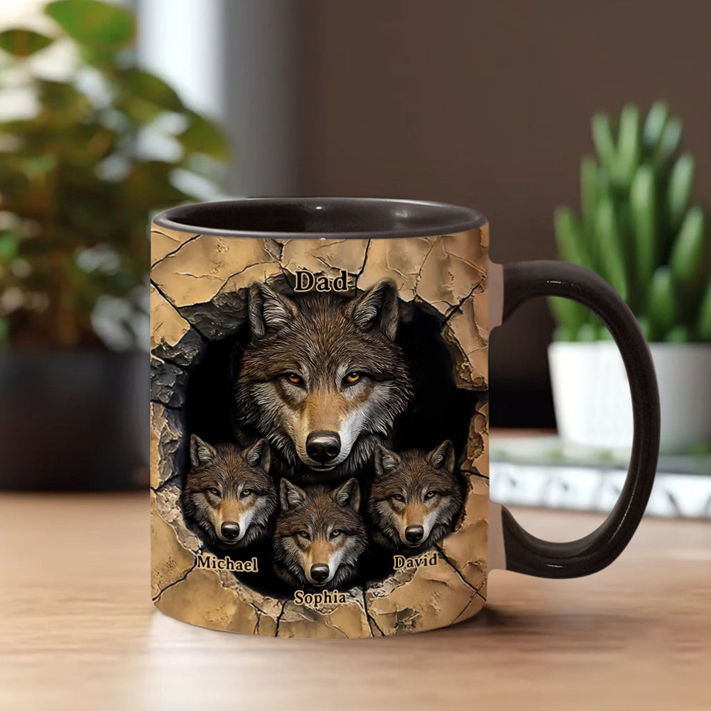 Papa's Wolf Pack - Personalized Wolf Accent Mug