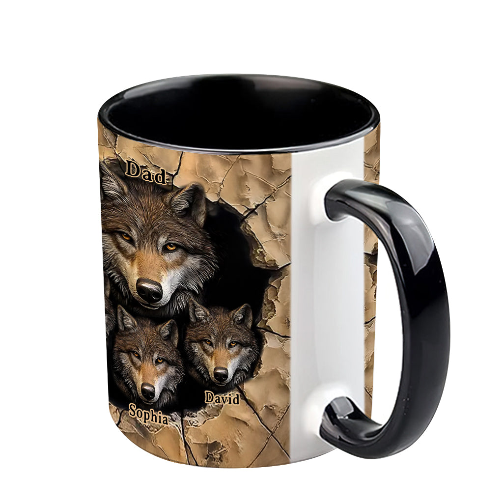 Papa's Wolf Pack - Personalized Wolf Accent Mug