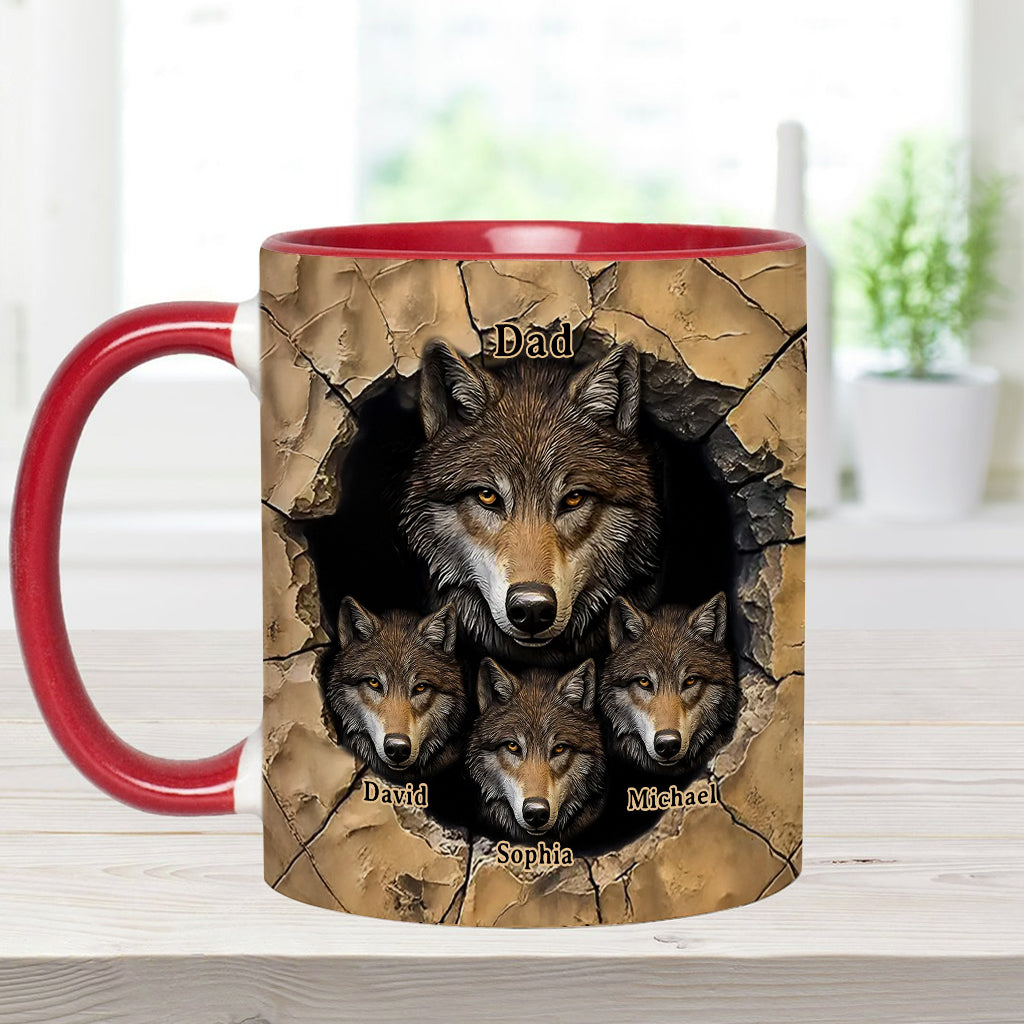 Papa's Wolf Pack - Personalized Wolf Accent Mug