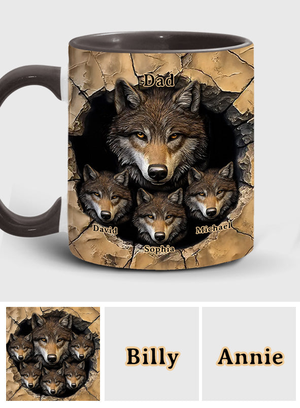 Papa's Wolf Pack - Personalized Wolf Accent Mug