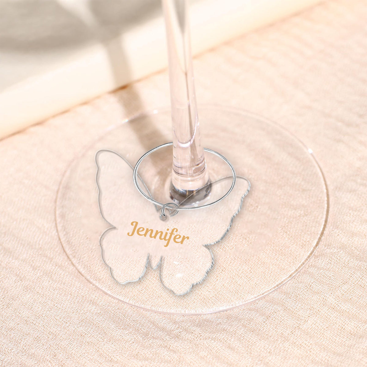 Pink Glass Butterfly - Personalized Butterfly Wine Glass With Long Stem