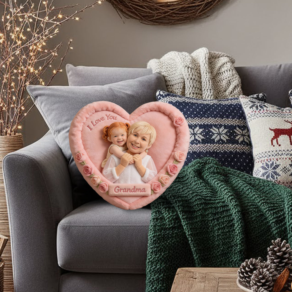 Custom Any Photo - Perfect Gift For Mom, Grandma - Personalized Mother Faux Fur Shaped Pillow