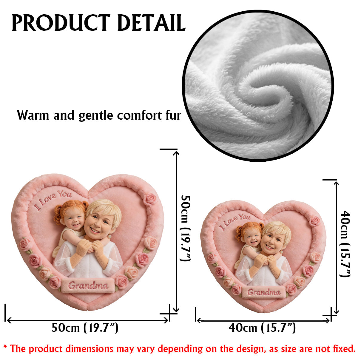 Custom Any Photo - Perfect Gift For Mom, Grandma - Personalized Mother Faux Fur Shaped Pillow