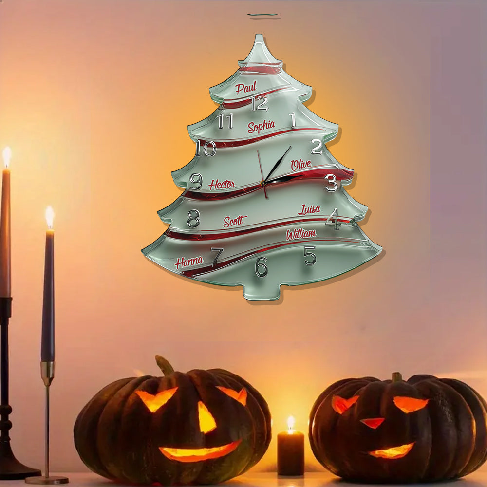 Festive Tree-Shaped - Personalized Family LED Light Wall Clock
