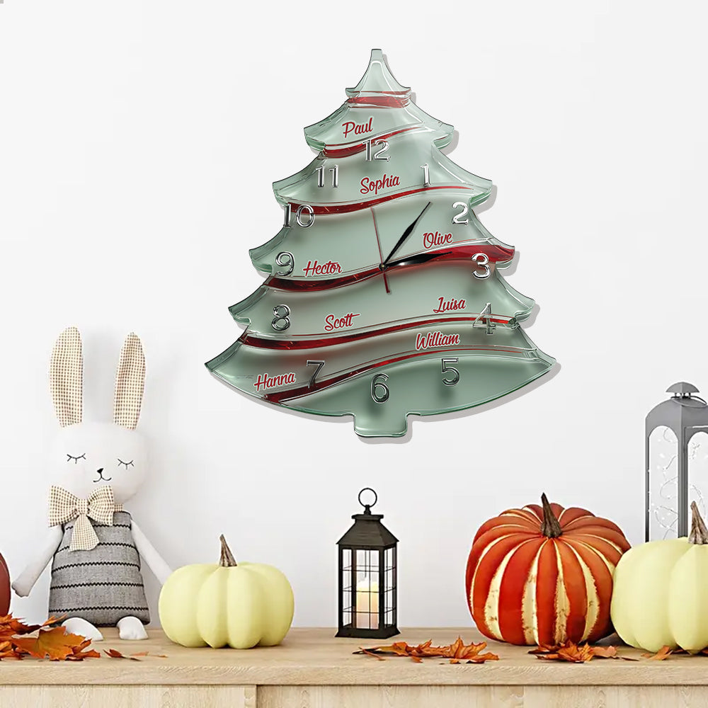 Festive Tree-Shaped - Personalized Family LED Light Wall Clock