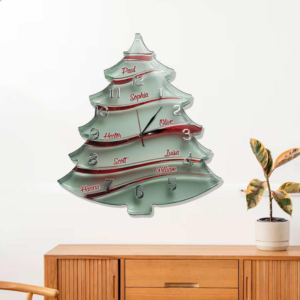 Festive Tree-Shaped - Personalized Family LED Light Wall Clock