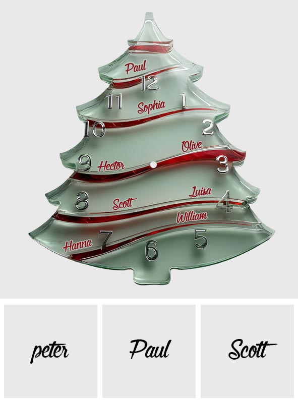 Festive Tree-Shaped - Personalized Family LED Light Wall Clock
