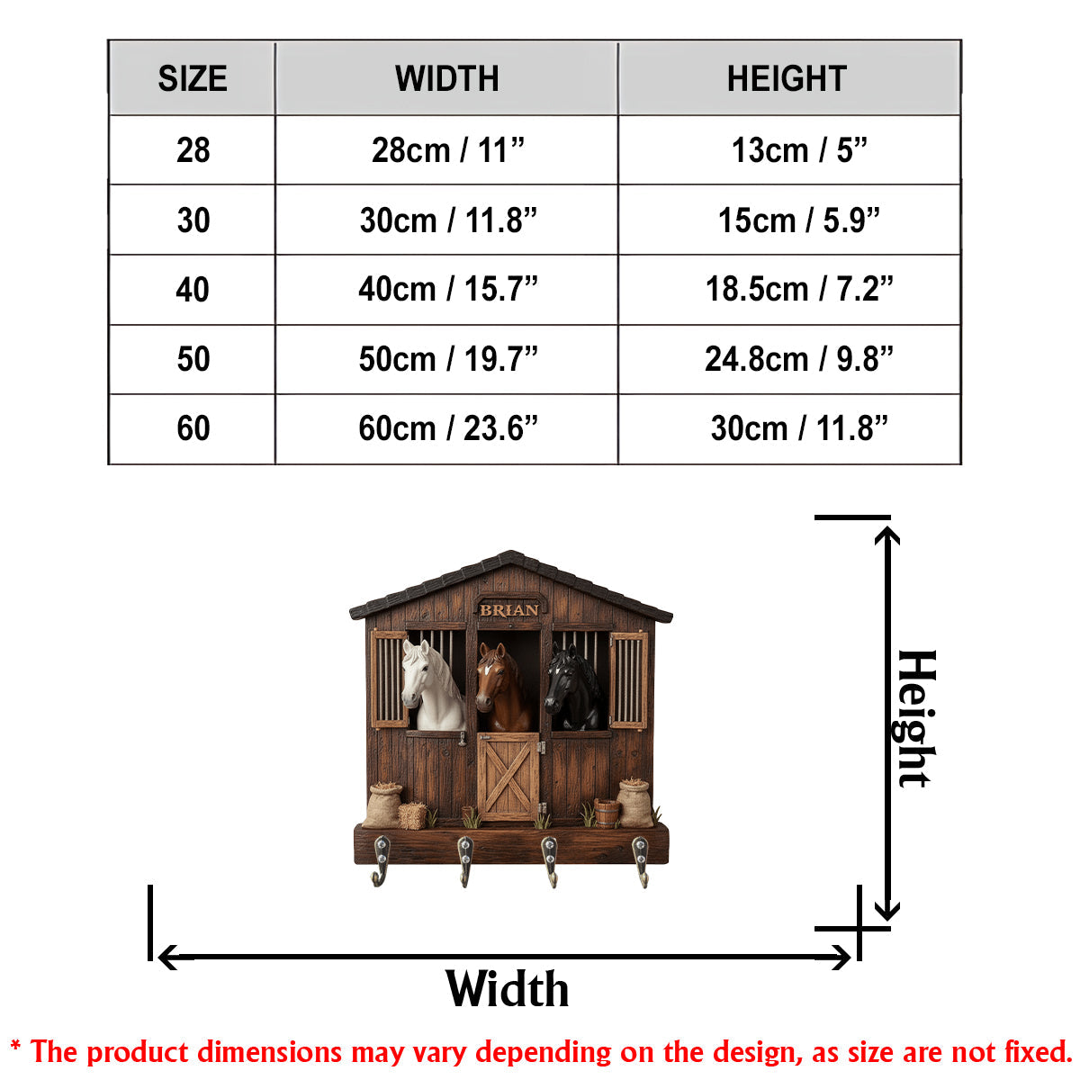 The Horse Barn - Personalized Horse Custom Shaped Hanging Rack