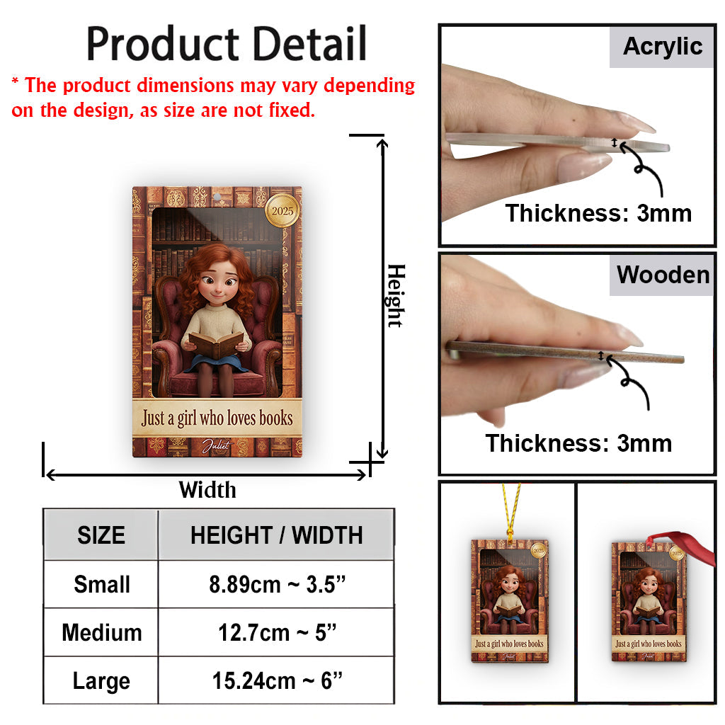 Book Lover In Toy Display Box - Personalized Book Ornament