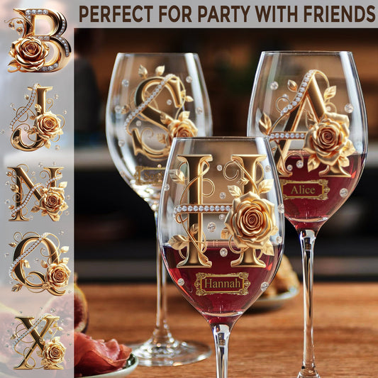 Alphabet Initial For Wine Lovers - Personalized Wine Wine Glass With Long Stem