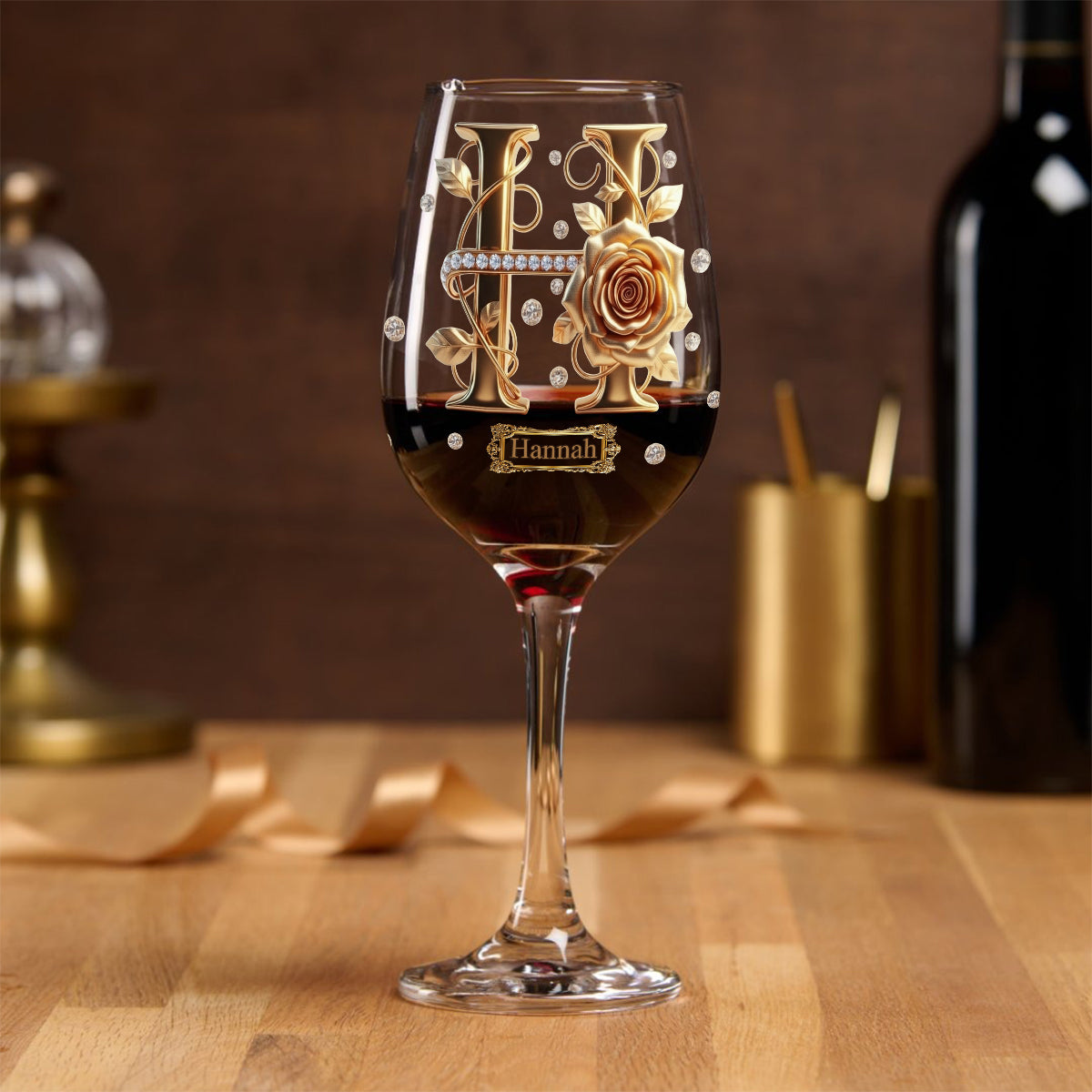 Alphabet Initial For Wine Lovers - Personalized Wine Wine Glass With Long Stem