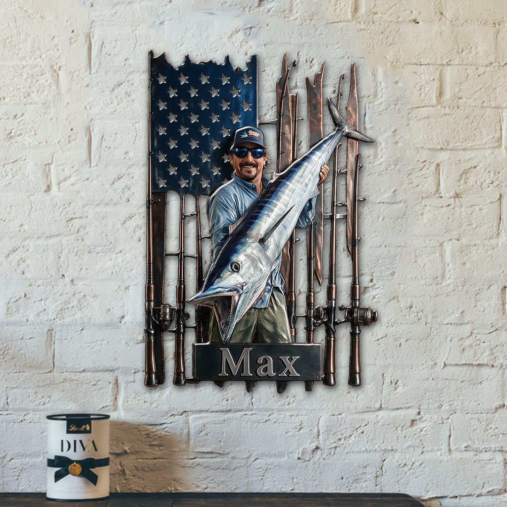Fishing Time - Personalized Fishing 3D Printed Cut Metal Sign