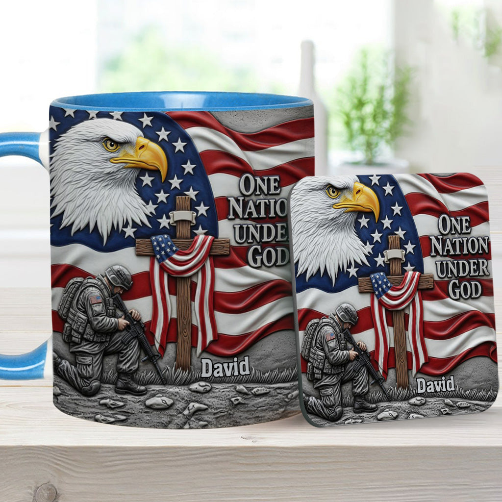One Nation Under God - Personalized Bald Eagle Accent Mug