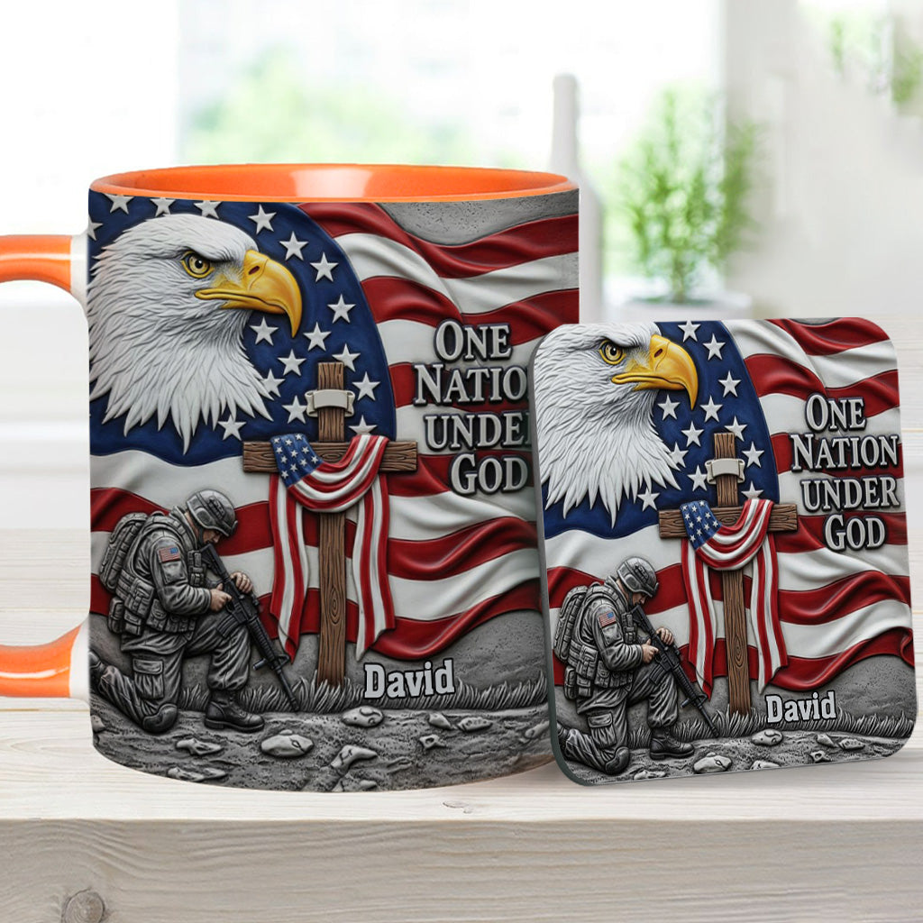 One Nation Under God - Personalized Bald Eagle Accent Mug