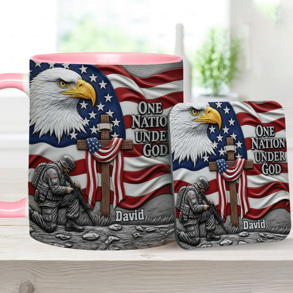 One Nation Under God - Personalized Bald Eagle Accent Mug