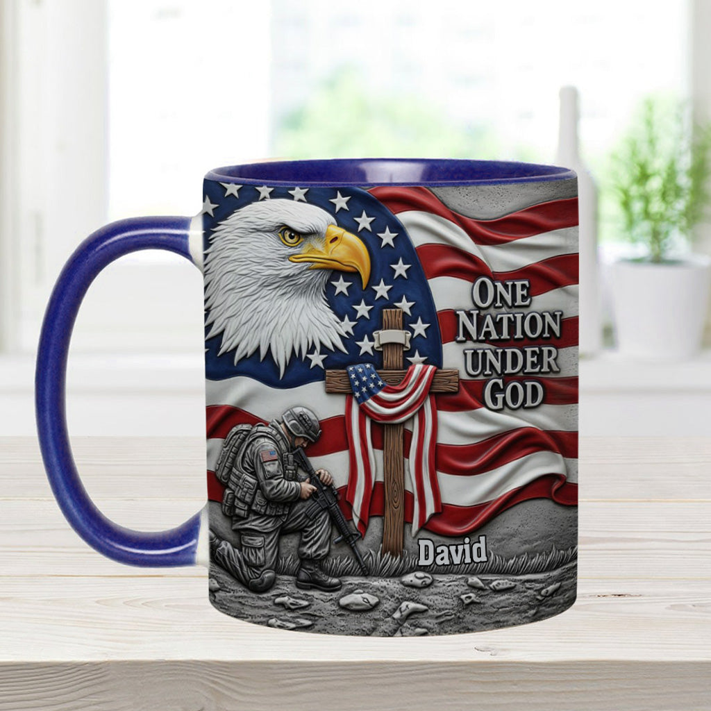 One Nation Under God - Personalized Bald Eagle Accent Mug
