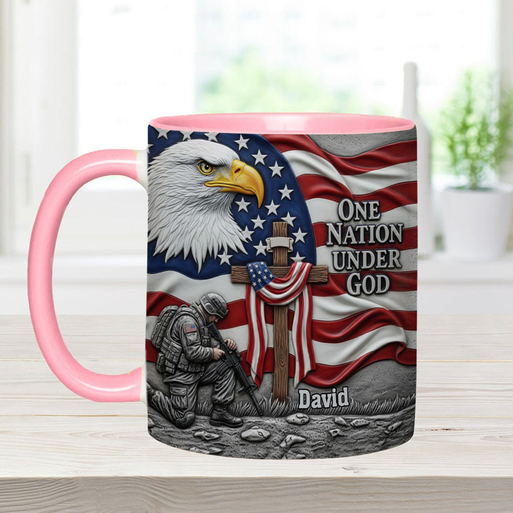 One Nation Under God - Personalized Bald Eagle Accent Mug