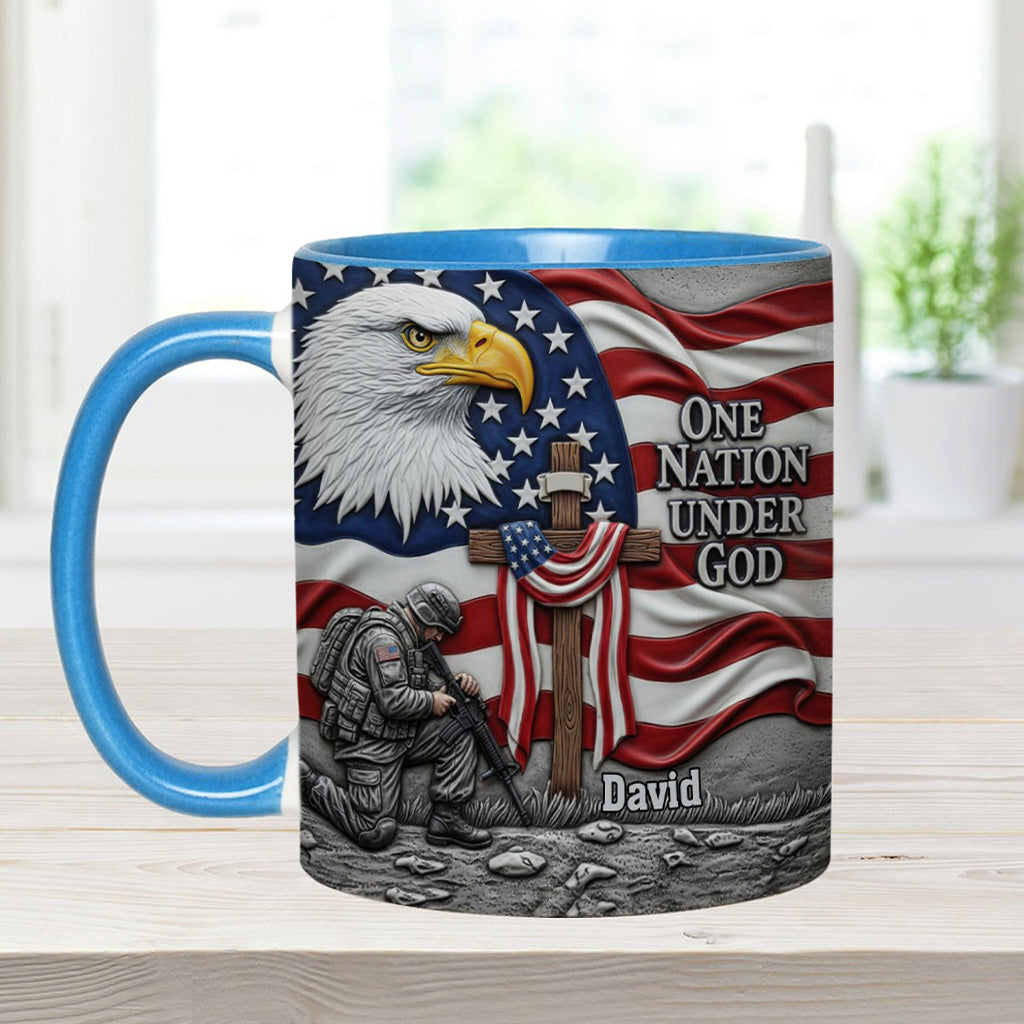 One Nation Under God - Personalized Bald Eagle Accent Mug