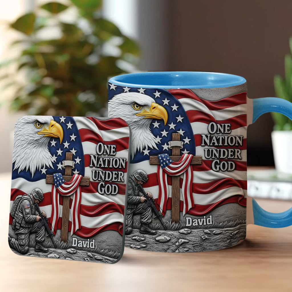 One Nation Under God - Personalized Bald Eagle Accent Mug